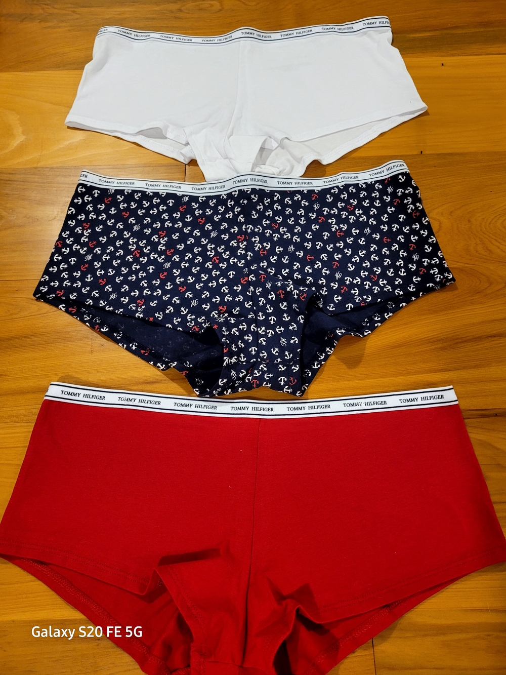 Tommy Hilfiger 3-Pack Cotton Boyshorts - White, Navy Anchor, Red